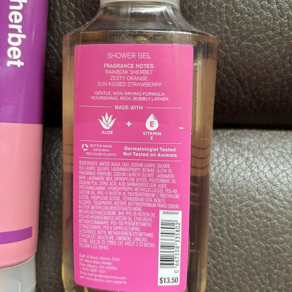 Bath and body fruity sherbet scoop body cream and body wash